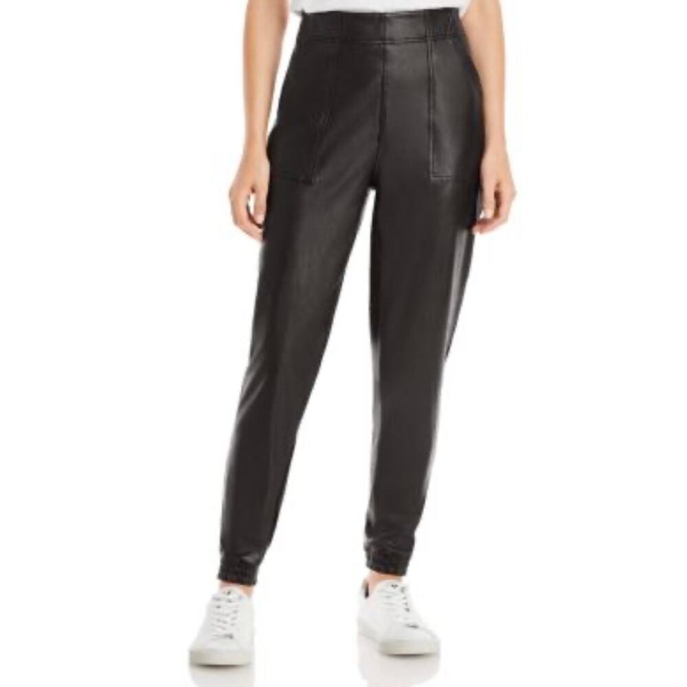 SPANX | Solid Black Faux Vegan Leather Jogger Joggers Pants Pull-on  | Size XL